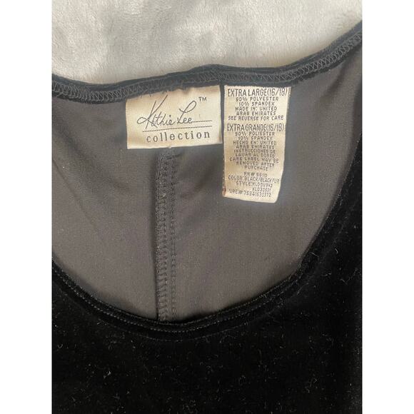 Vintage 90s Y2K stretch black velvet midi tank dress goth whimsygoth XL plus - Picture 6 of 8